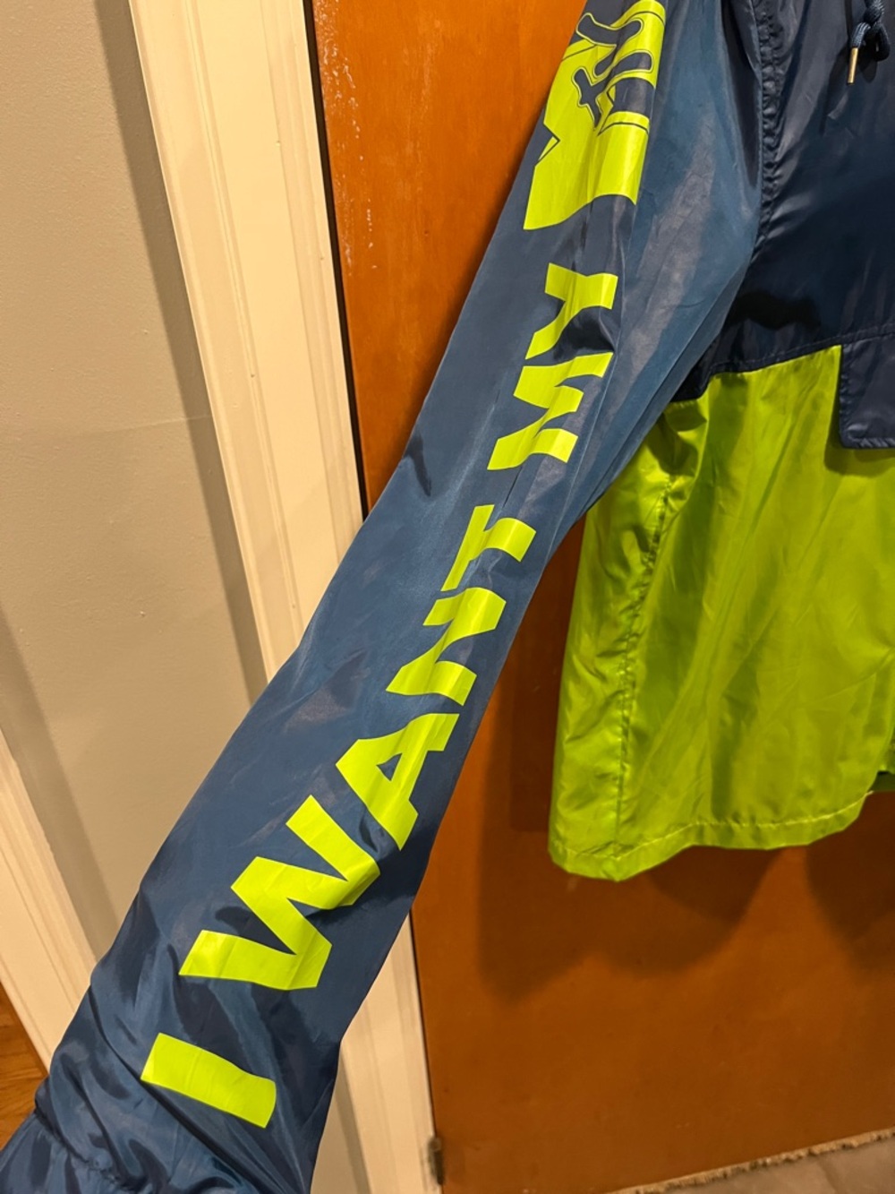 MTV Navy and Lime Colorblock Hooded Pullover Jacket - Picture 6 of 11